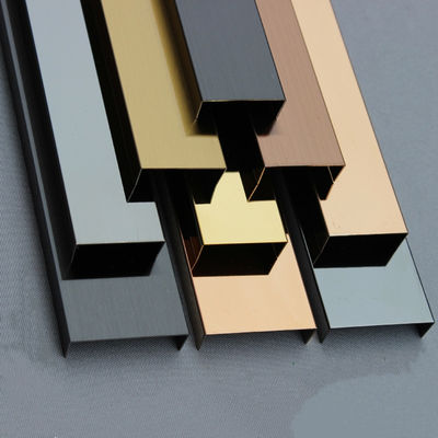 Golden Aluminium U Channel 15mm Bathroom Tile Edge شرائط تقليم البلاط المعدني